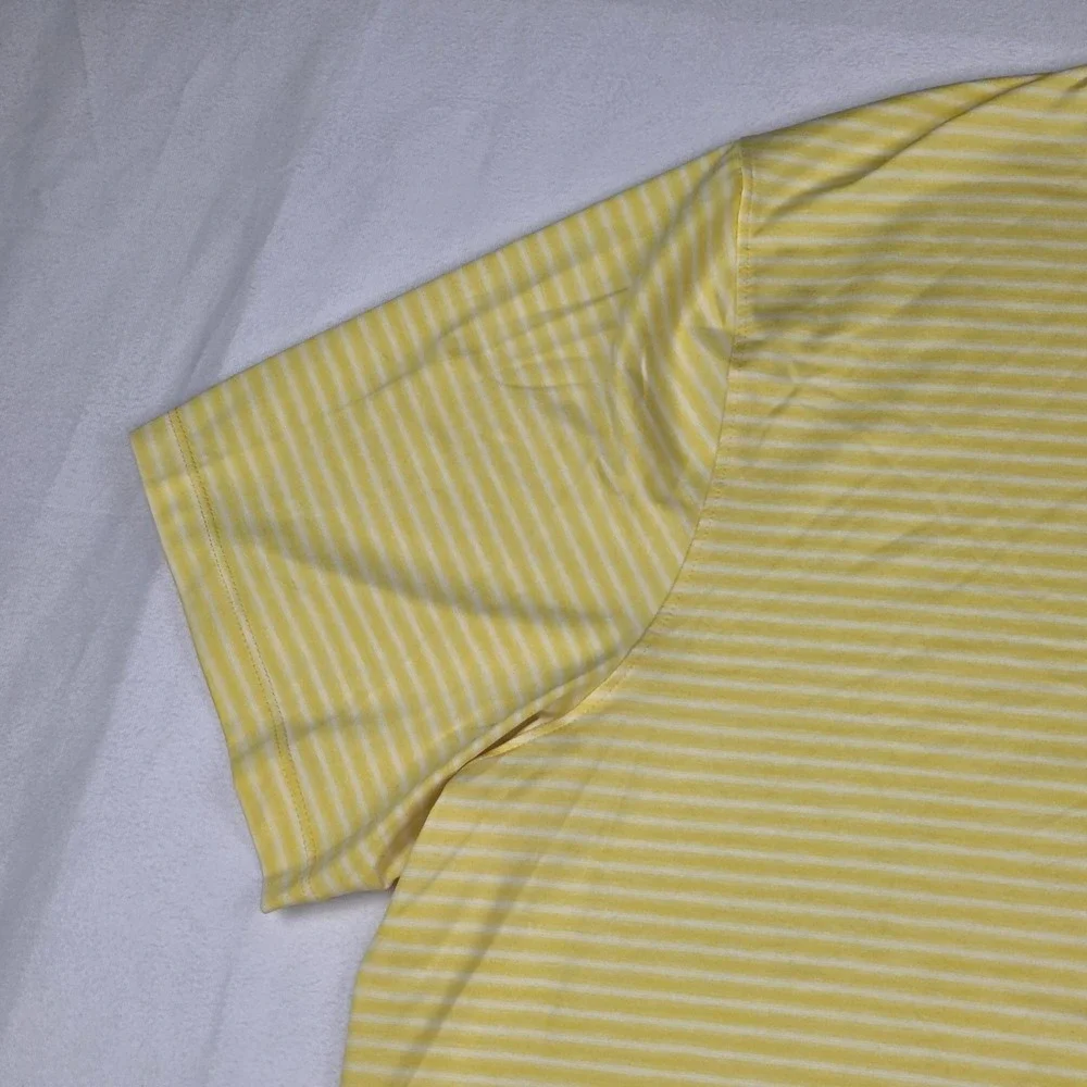 Nike Tiger Woods Polo Shirt Mens XXL Yellow Striped‎ Dri-FIT Golf Performance